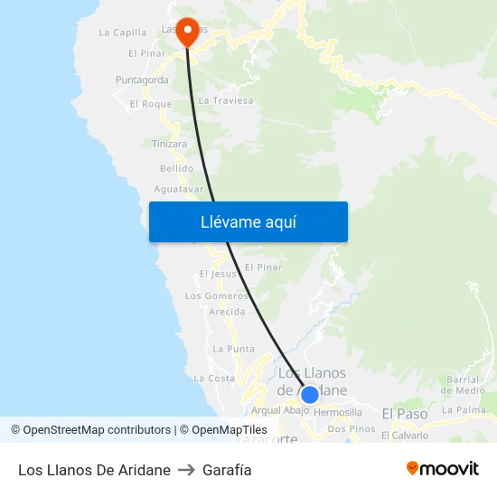 Los Llanos De Aridane to Garafía map