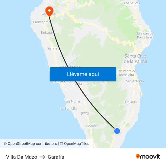 Villa De Mazo to Garafía map