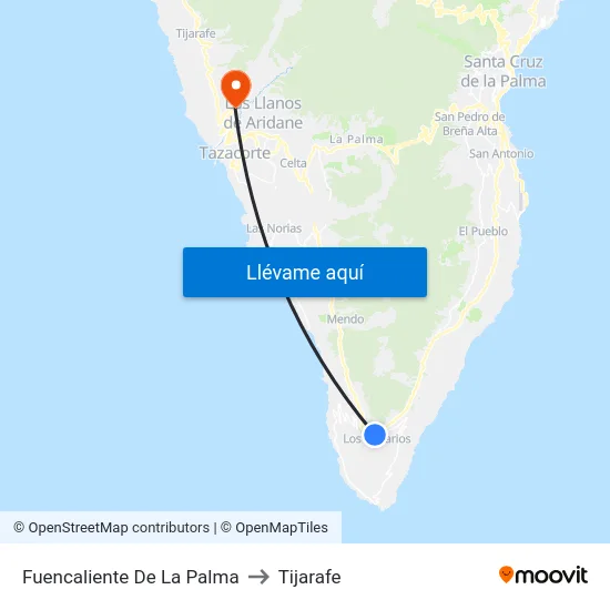 Fuencaliente De La Palma to Tijarafe map