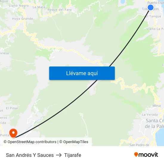 San Andrés Y Sauces to Tijarafe map