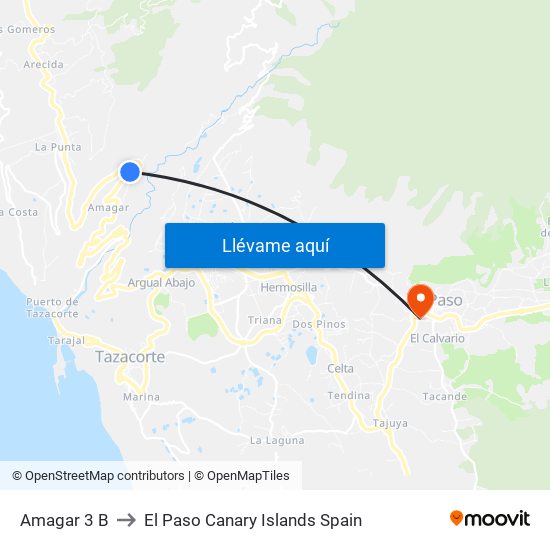 Amagar 3 B to El Paso Canary Islands Spain map