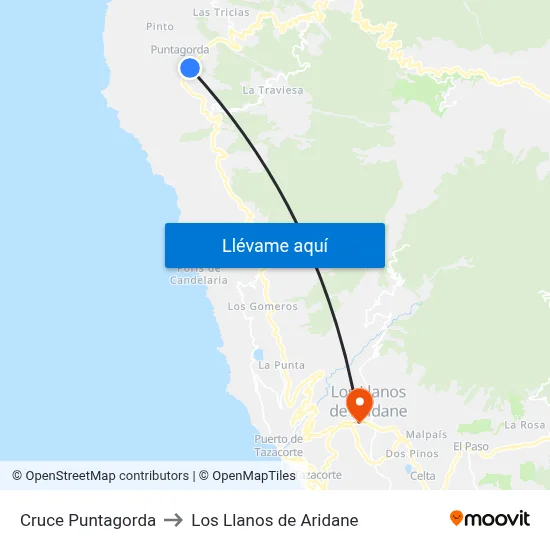 Cruce Puntagorda to Los Llanos de Aridane map