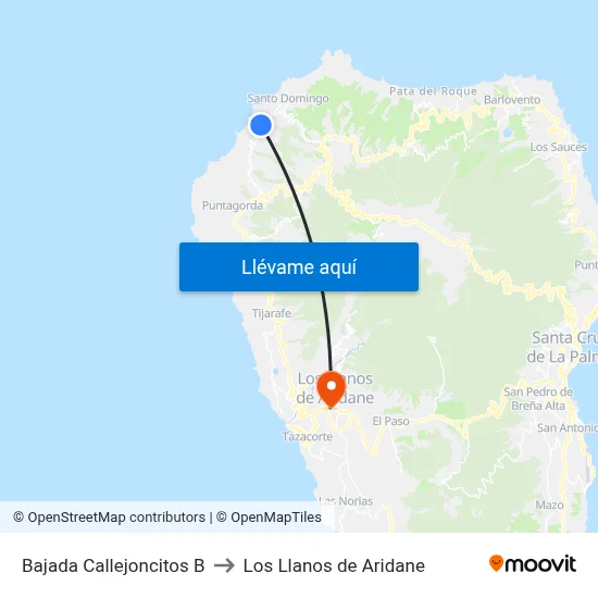 Bajada Callejoncitos B to Los Llanos de Aridane map