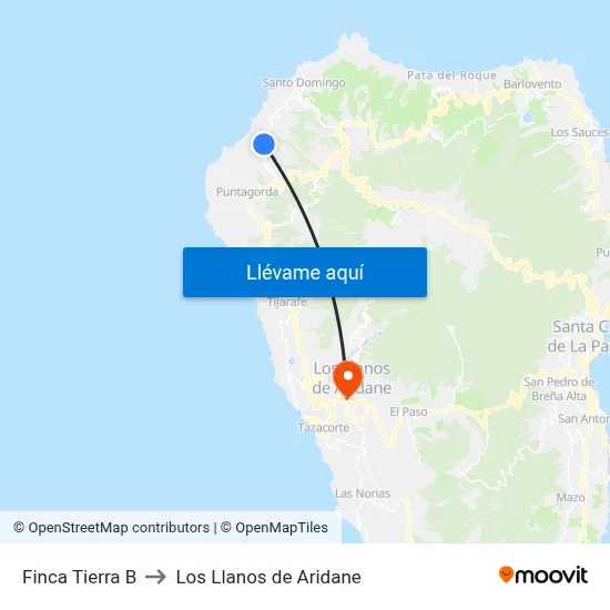 Finca Tierra B to Los Llanos de Aridane map