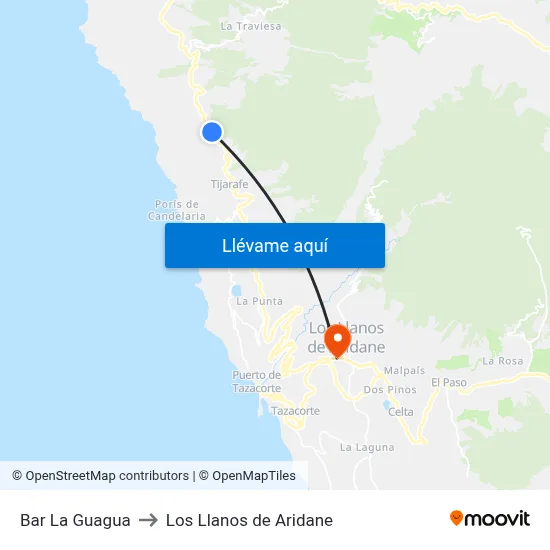 Bar La Guagua to Los Llanos de Aridane map