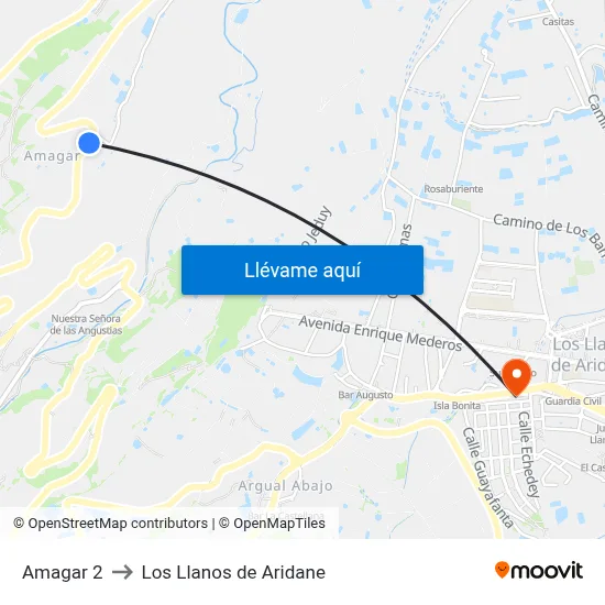 Amagar 2 to Los Llanos de Aridane map