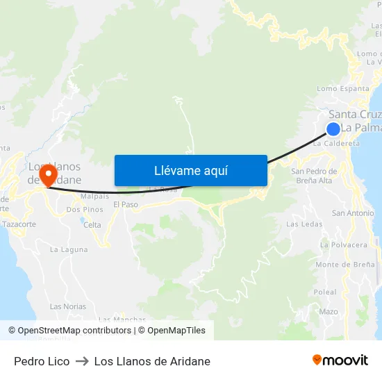 Pedro Lico to Los Llanos de Aridane map