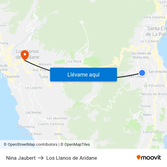 Nina Jaubert to Los Llanos de Aridane map