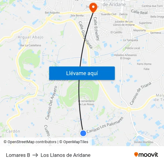 Lomares B to Los Llanos de Aridane map