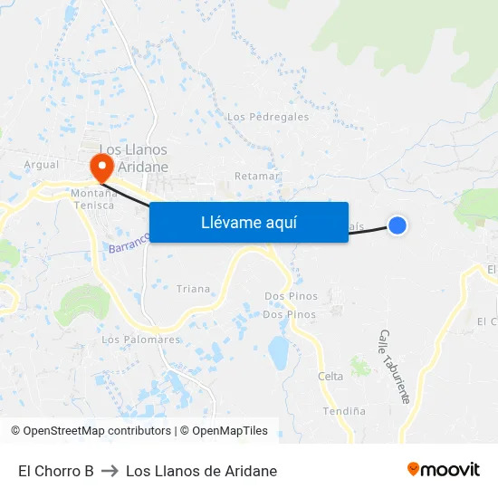 El Chorro B to Los Llanos de Aridane map