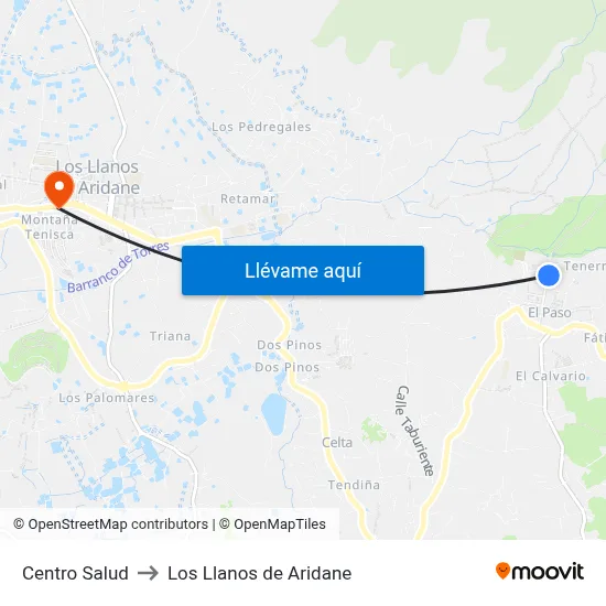 Centro Salud to Los Llanos de Aridane map