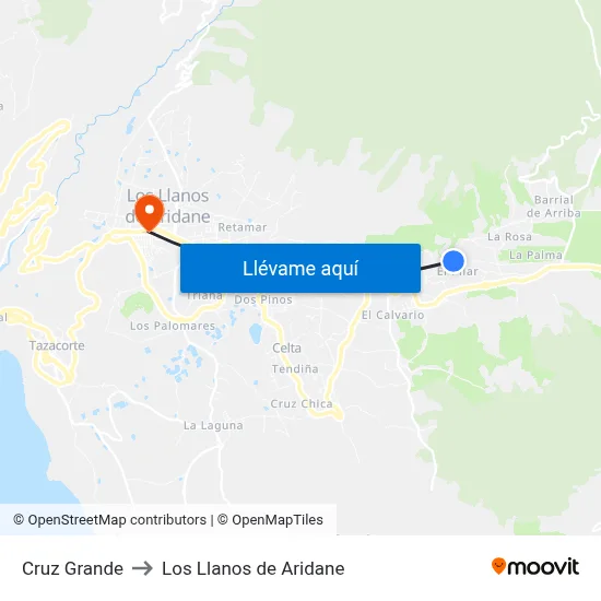 Cruz Grande to Los Llanos de Aridane map