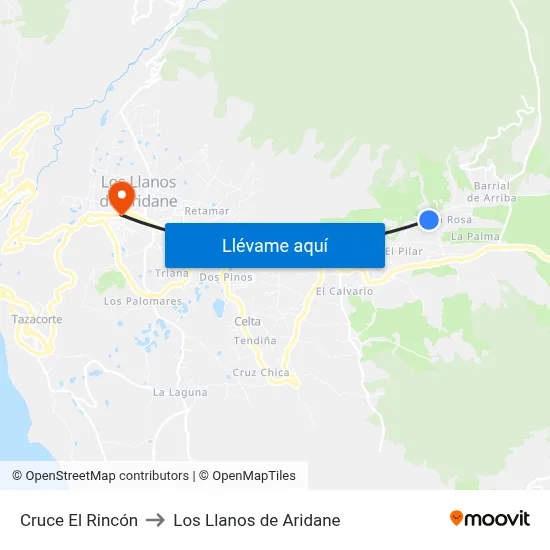 Cruce El Rincón to Los Llanos de Aridane map