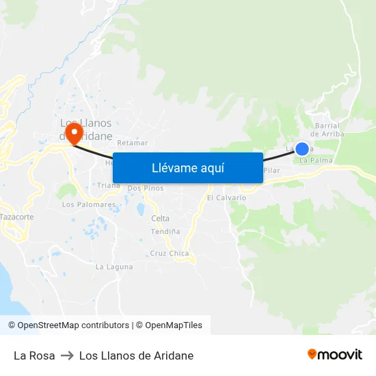 La Rosa to Los Llanos de Aridane map
