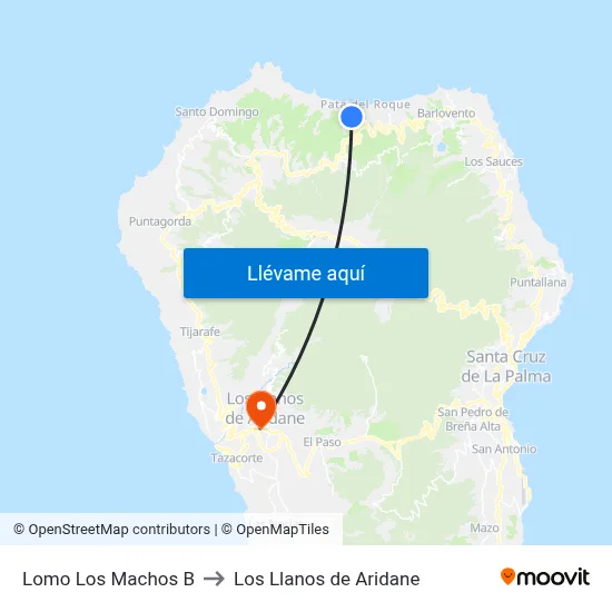 Lomo Los Machos B to Los Llanos de Aridane map