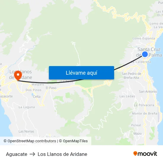 Aguacate to Los Llanos de Aridane map