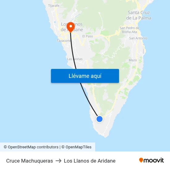 Cruce Machuqueras to Los Llanos de Aridane map