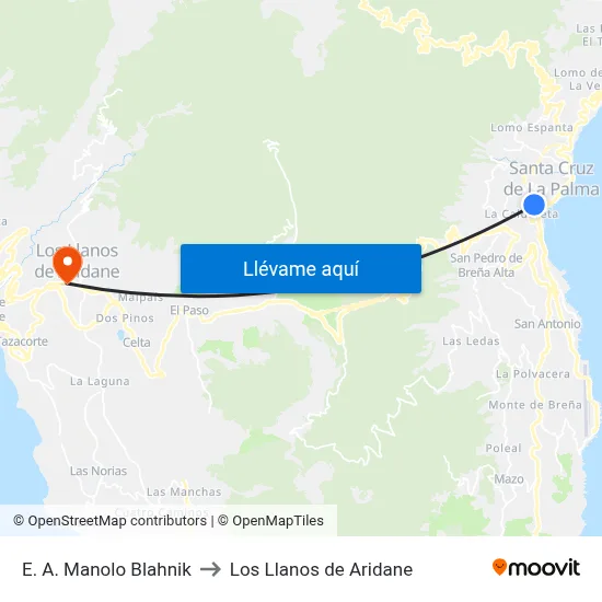 E. A. Manolo Blahnik to Los Llanos de Aridane map