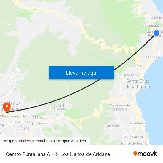 Centro Puntallana A to Los Llanos de Aridane map