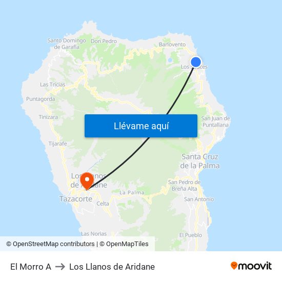 El Morro A to Los Llanos de Aridane map