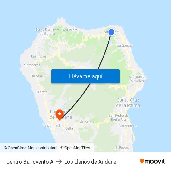 Centro Barlovento A to Los Llanos de Aridane map