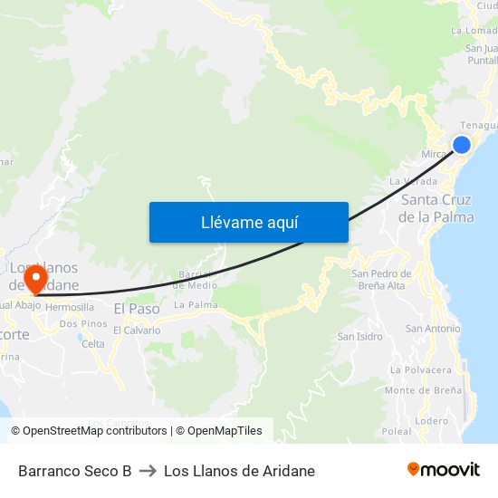 Barranco Seco B to Los Llanos de Aridane map