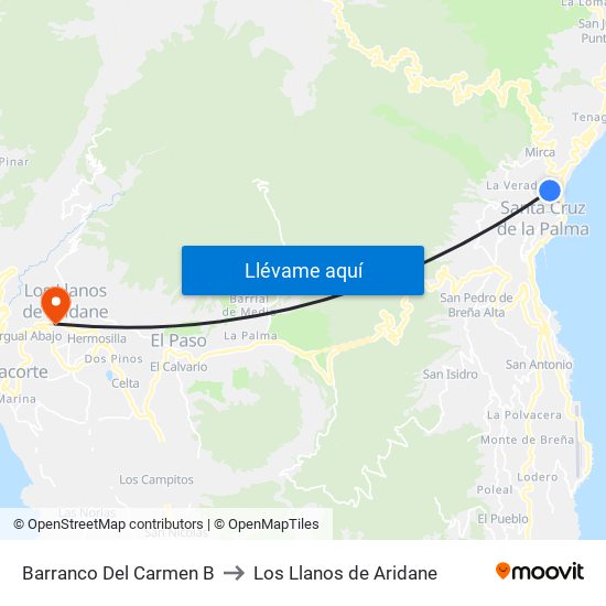 Barranco Del Carmen B to Los Llanos de Aridane map