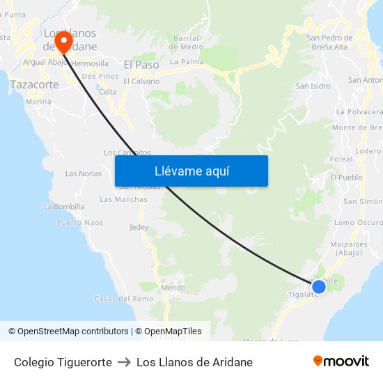 Colegio Tiguerorte to Los Llanos de Aridane map