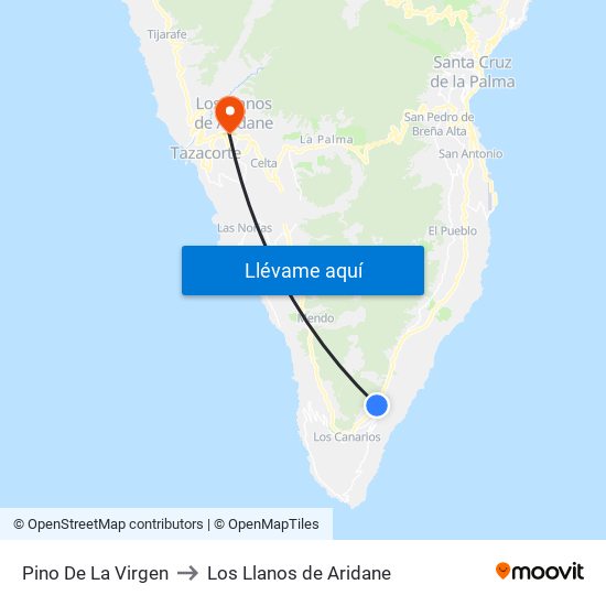 Pino De La Virgen to Los Llanos de Aridane map
