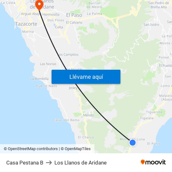 Casa Pestana B to Los Llanos de Aridane map