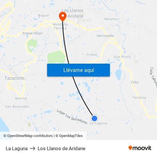 La Laguna to Los Llanos de Aridane map
