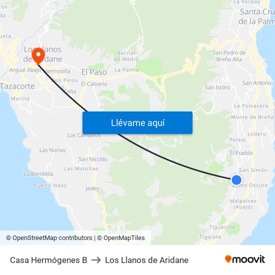 Casa Hermógenes B to Los Llanos de Aridane map