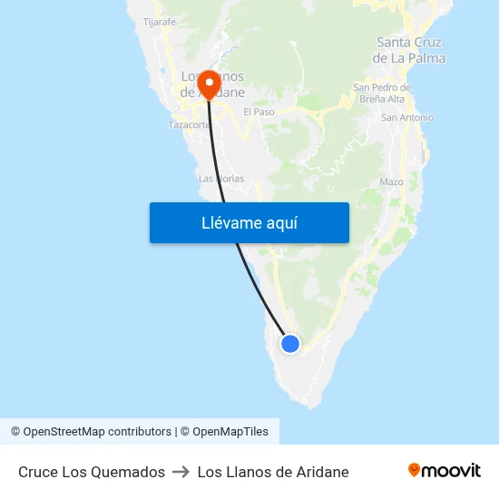 Cruce Los Quemados to Los Llanos de Aridane map