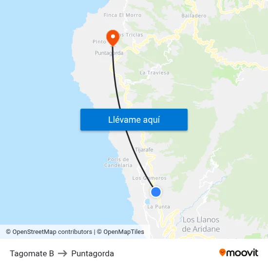 Tagomate B to Puntagorda map