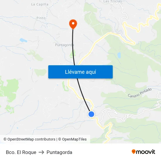 Bco. El Roque to Puntagorda map