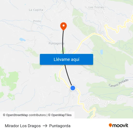 Mirador Los Dragos to Puntagorda map