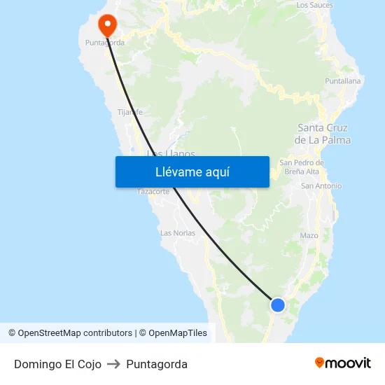 Domingo El Cojo to Puntagorda map