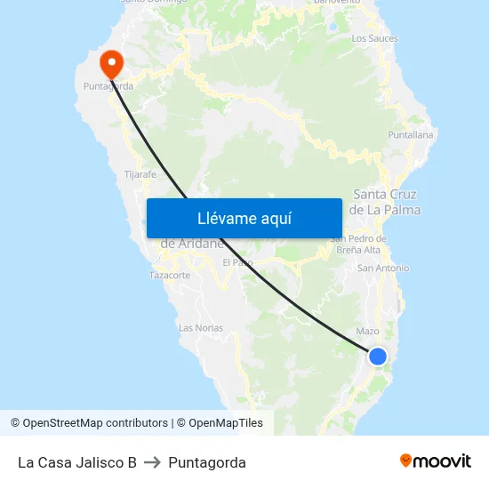La Casa Jalisco B to Puntagorda map