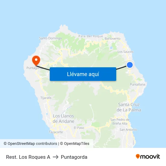 Rest. Los Roques A to Puntagorda map