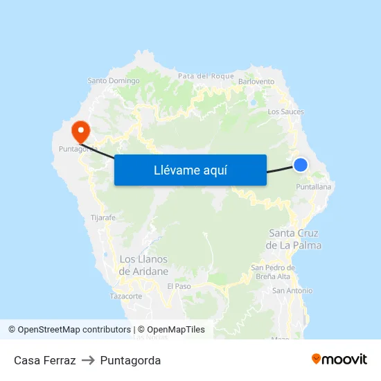 Casa Ferraz to Puntagorda map