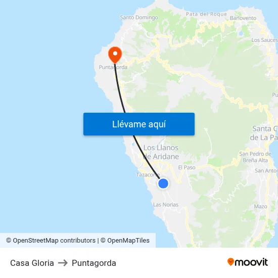 Casa Gloria to Puntagorda map