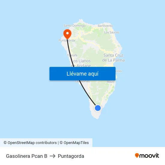 Gasolinera Pcan B to Puntagorda map