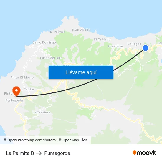 La Palmita B to Puntagorda map