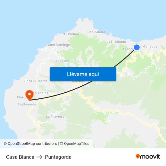 Casa Blanca to Puntagorda map