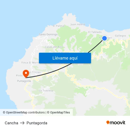 Cancha to Puntagorda map