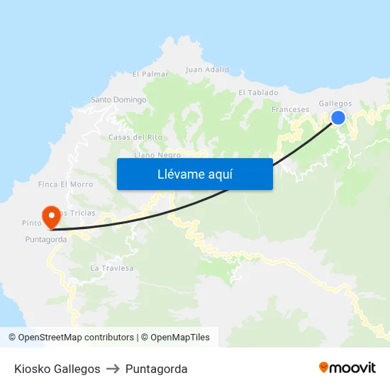 Kiosko Gallegos to Puntagorda map