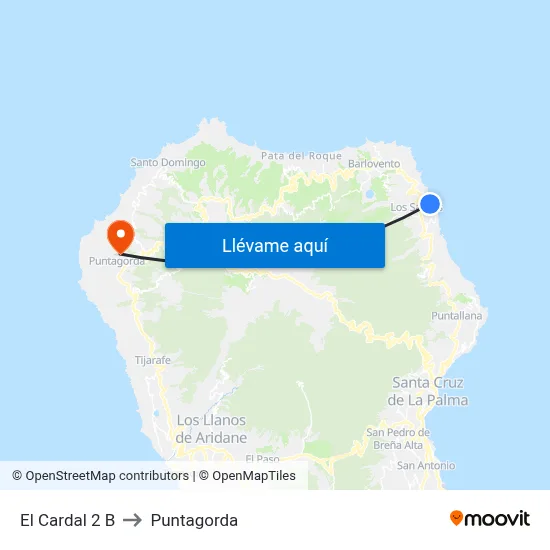 El Cardal 2 B to Puntagorda map