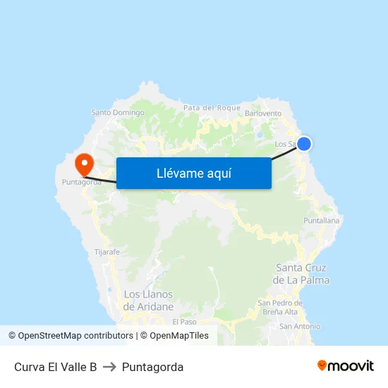 Curva El Valle B to Puntagorda map