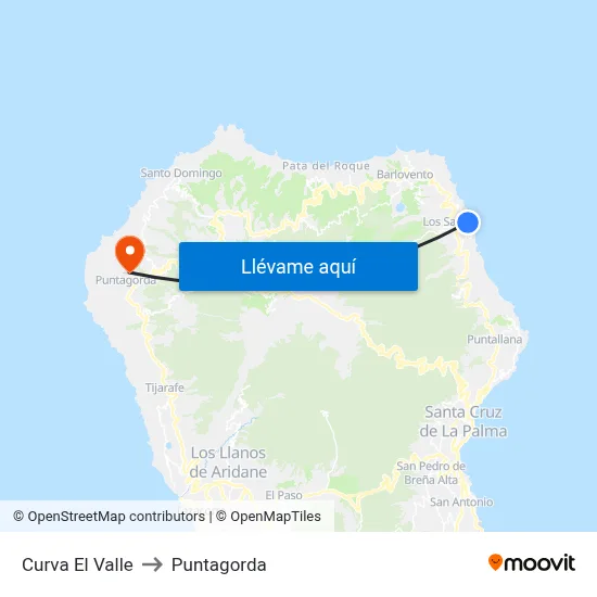 Curva El Valle to Puntagorda map