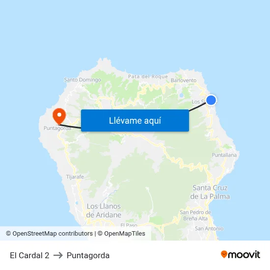 El Cardal 2 to Puntagorda map